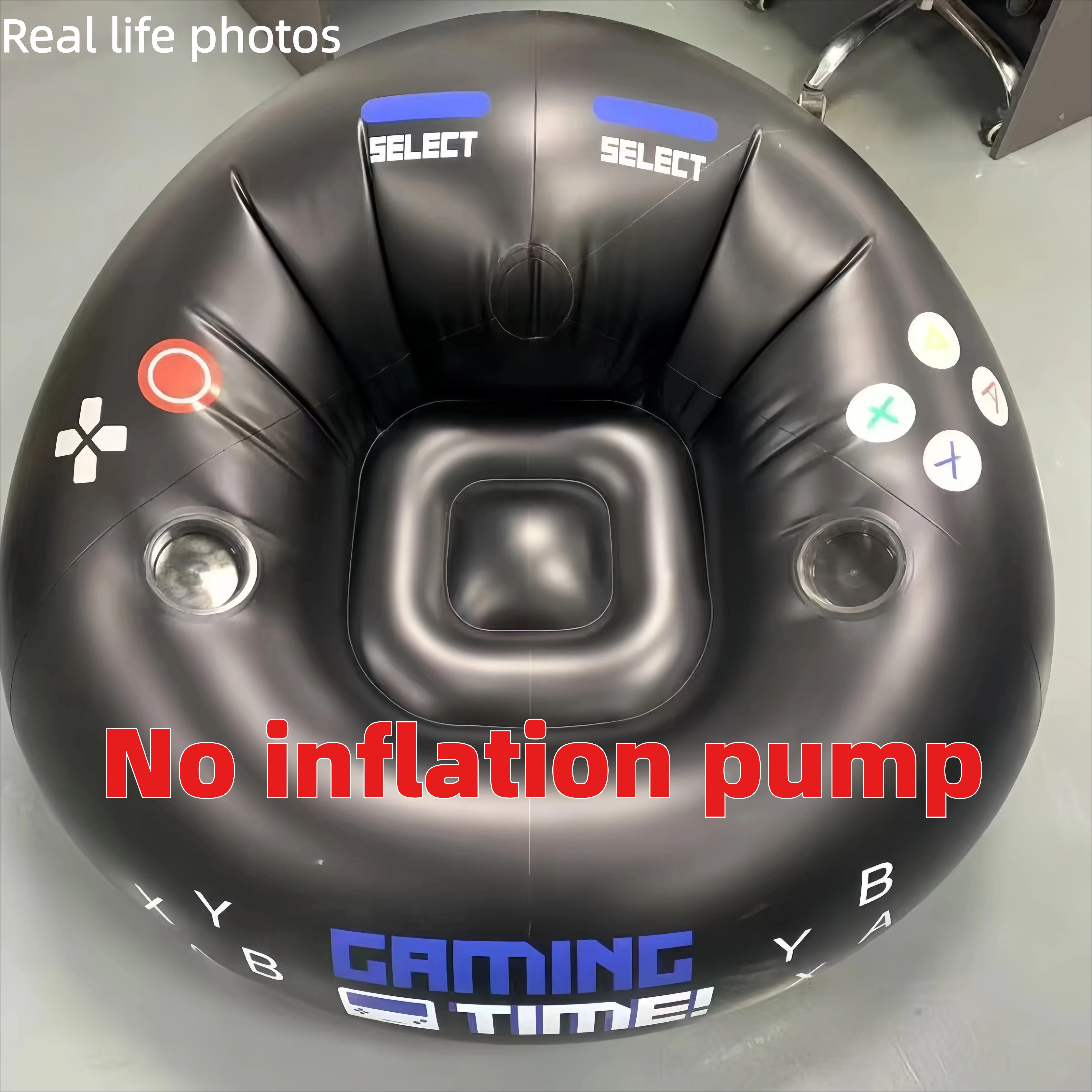 Home Children Creative Esports Game Inflatable Circular Sofa Chair with Cup Holder and Side Pockets Music Karaoke Bag Sofa