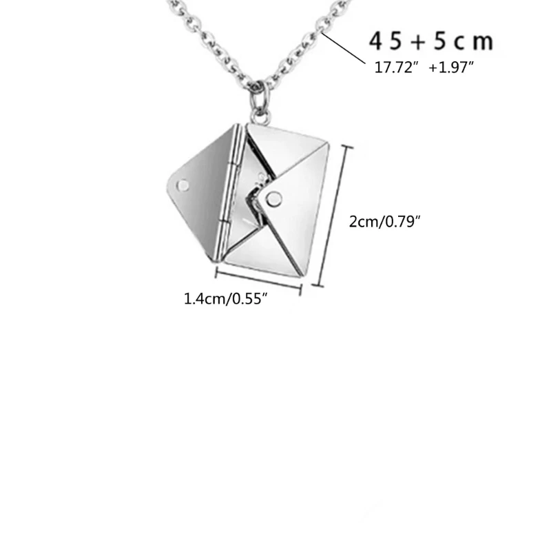 Stainless Steel Photo Frame Envelope Necklace Locket Necklace for Women Men Drop Shipping