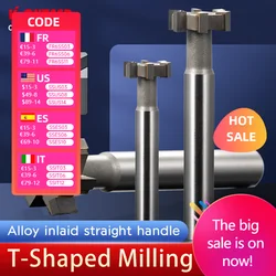 Tungsten Steel T-Slot Milling Cutter Carbide Lengthen Cutter Straight Shank Welded Router Bit Processing Thickness 12-60MM
