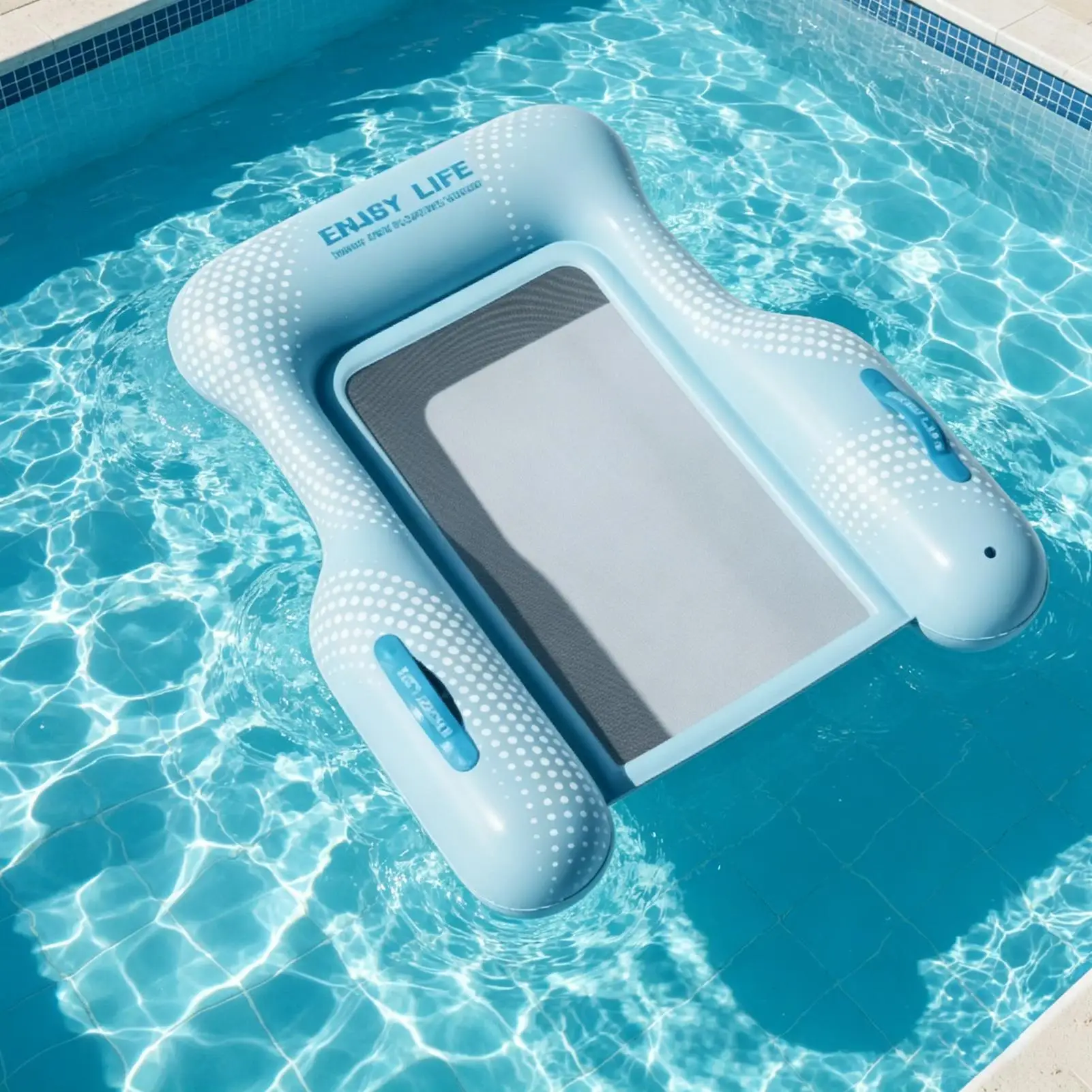 Mesh Base Foldable Seat Pool Chair Float Three-sided Support Anti-tipping Inflatable Pool Lounger for Adult Men Women Youth