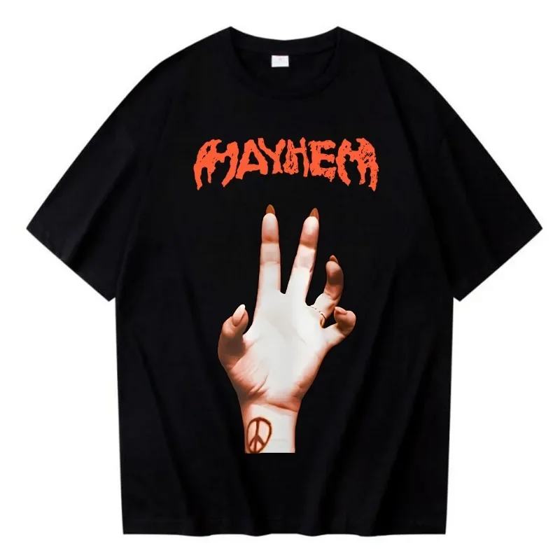 2025 Lady Gaga Mayhem Neues Album T-Shirt Mode Y2K Vintage Männer Frauen T-Shirts Hipster Übergroßes Baumwoll-T-Shirt Geschenke Streetwear
