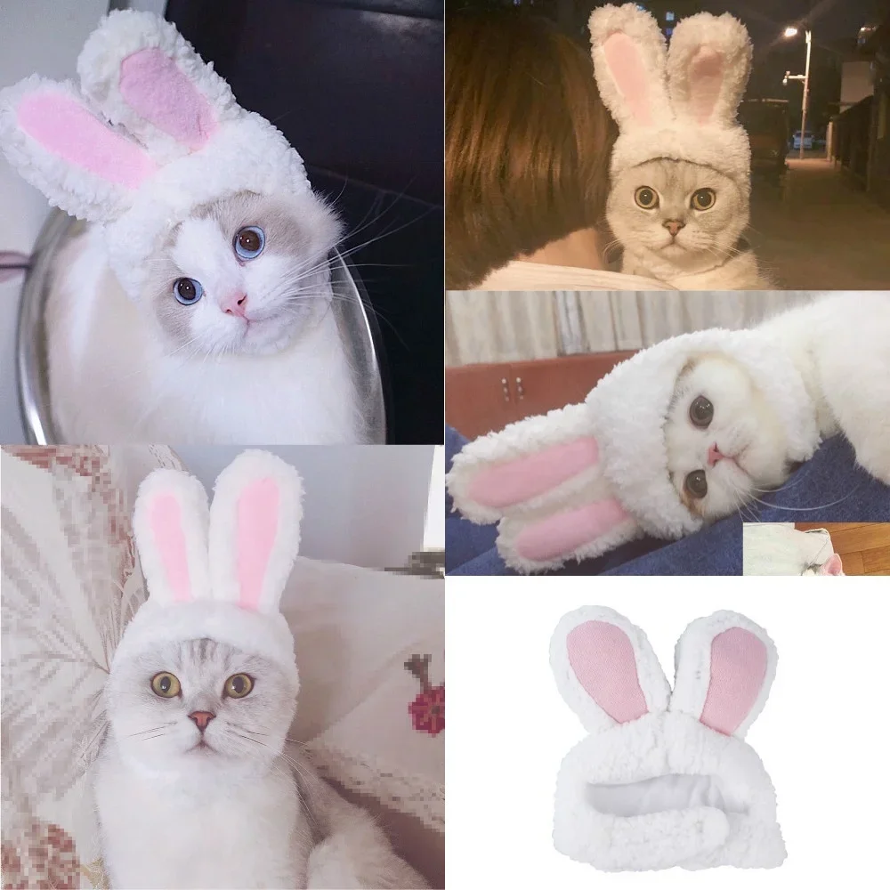 Cat Accessories Cat Hood Cute Rabbit Costume Hat Cat Headdress Show Props Funny Pet Hat Rabbit Ears