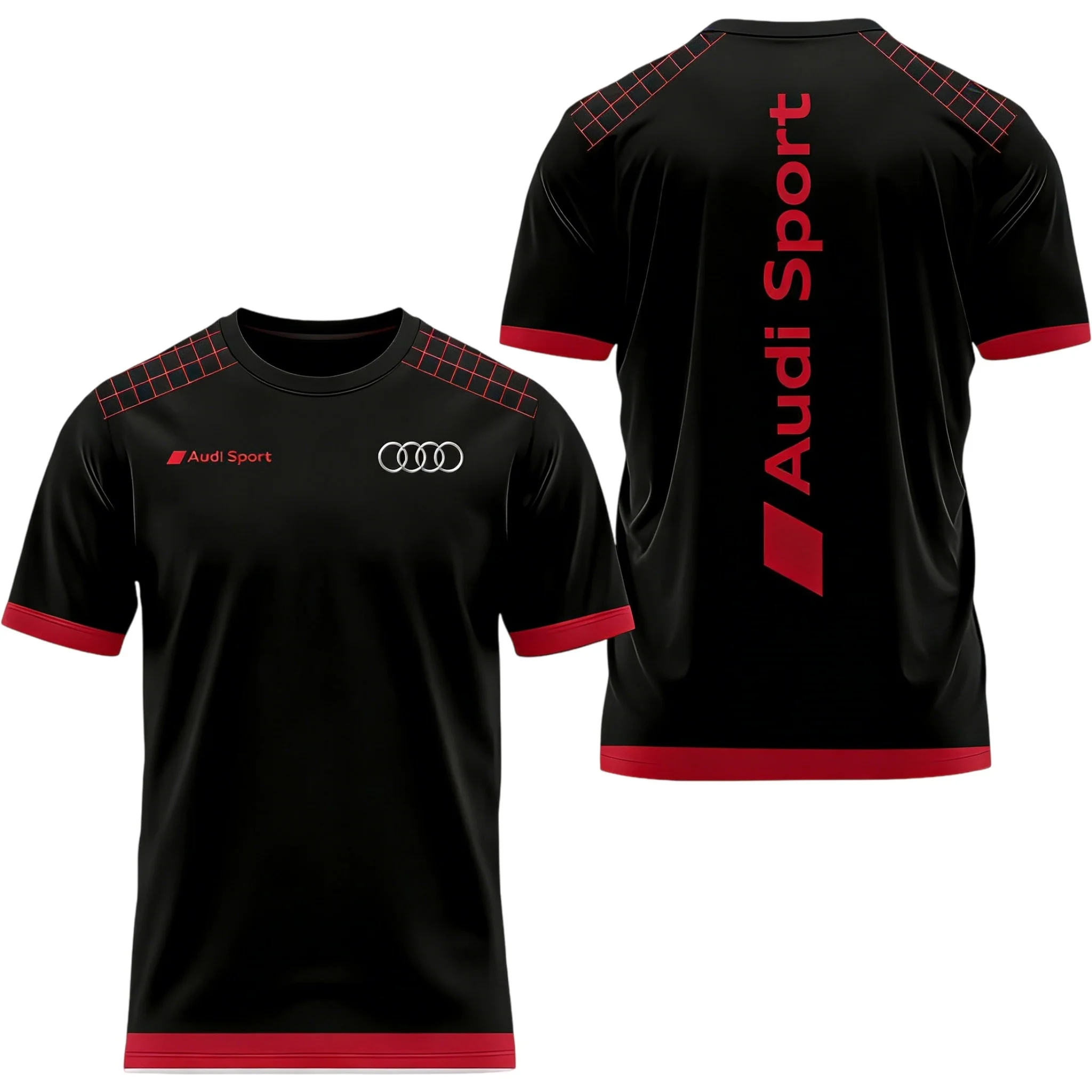 3D Printed Audi Logo T-Shirt Summer Bestseller Comfortable Quick-Drying Sweat-Absorbing Short-Sleeved Trendy Top for Men