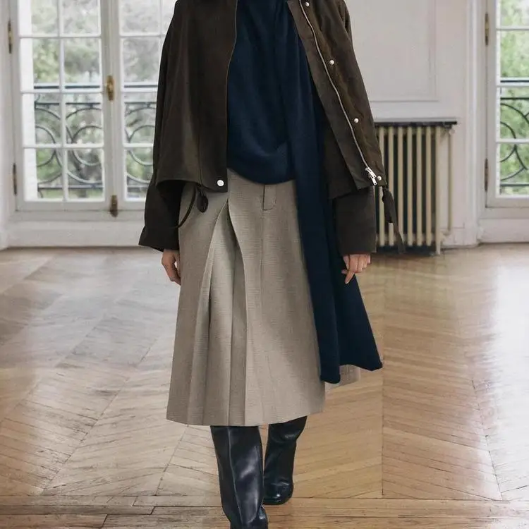 เสื้อโค้ทผ้าลูกฟูกเคลือบแว็กซ์ แขนยาว คอปกพับได้ สำหรับผู้หญิง คอลเลคชั่นใหม่ ฤดูใบไม้ร่วง-ฤดูหนาว แฟชั่นอเนกประสงค์ ทรงหลวม