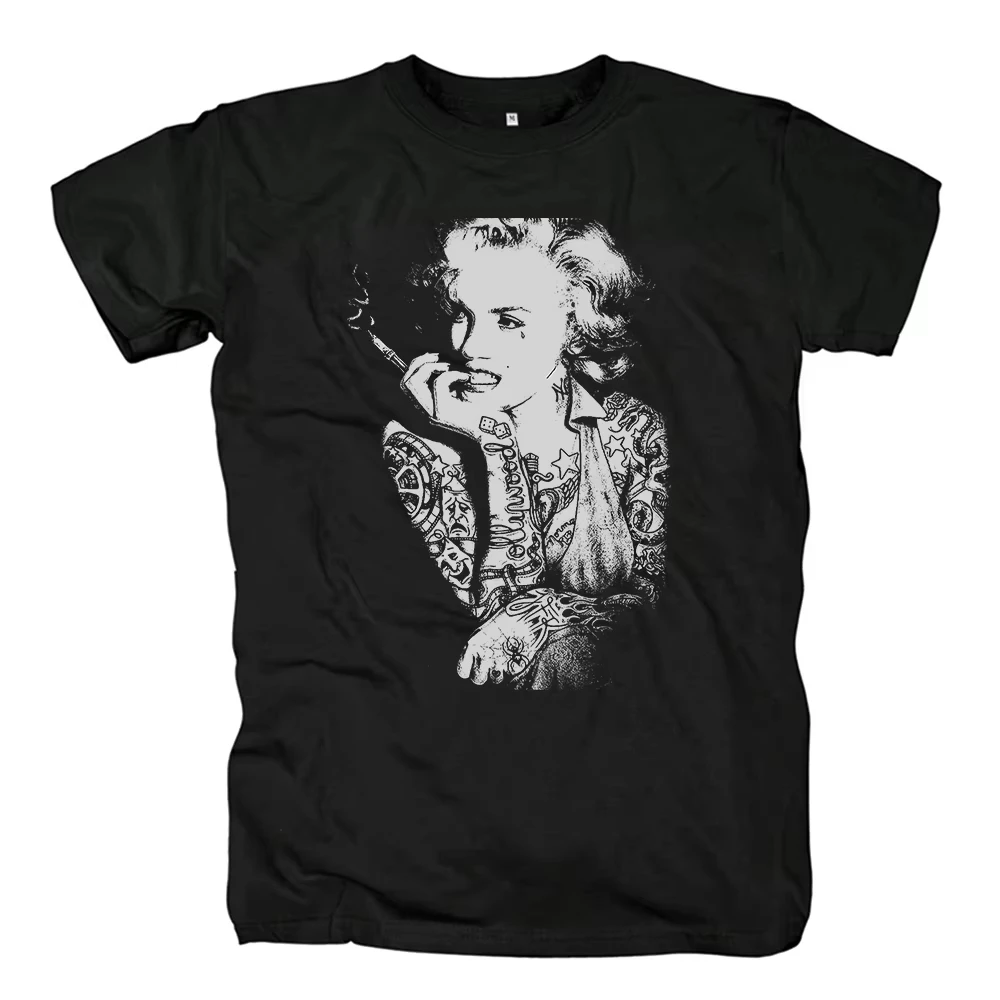 تي شيرت صيفي كلاسيكي جديد للرجال والنساء لعام 2025 مارلين مونرو برقبة دائرية من القطن الخالص فضفاض مطبوع على الموضة بأكمام قصيرة