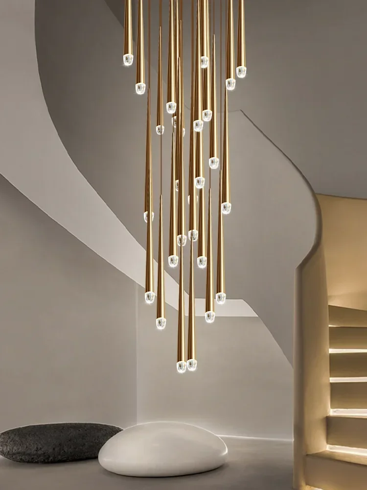 Modern Light Sitting Room Villa Staircase Chandelier Chandelier Luxury Crystal High Ceiling Chandelier Pendants For Stair Case.