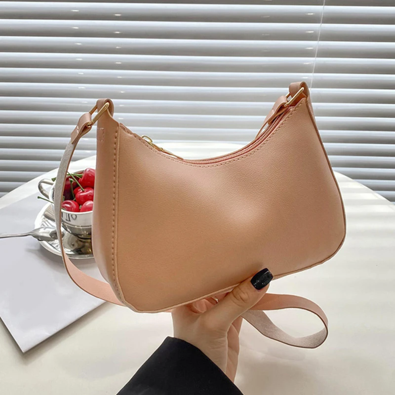 Retro einfarbig pu Leder Schulter Achsel Tasche Damenmode Handtaschen Hobos Geldbörsen und Handtasche Damen Umhängetaschen – Detail 24