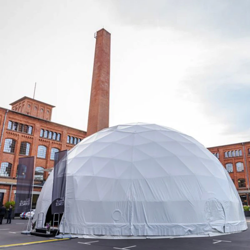 9m-14m Soundproof Fireproof Geodesic Dome Tent Igloo Glamping with Bathroom Stove Wood Floor and Jacuzzi for Events