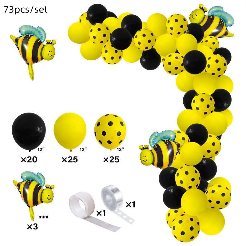 Honigbiene Kindergeburtstag Partydekorationen Einweggeschirr Set Tischdecke Pappteller Tasse Ballon Babyparty DIY Supplis – Detail 1
