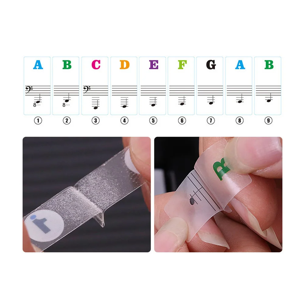 

1Set Transparent Electronic Keyboard Stickers Easy Reuse Piano Key Labels for Beginners Learning Aid Musical Scale Stickers