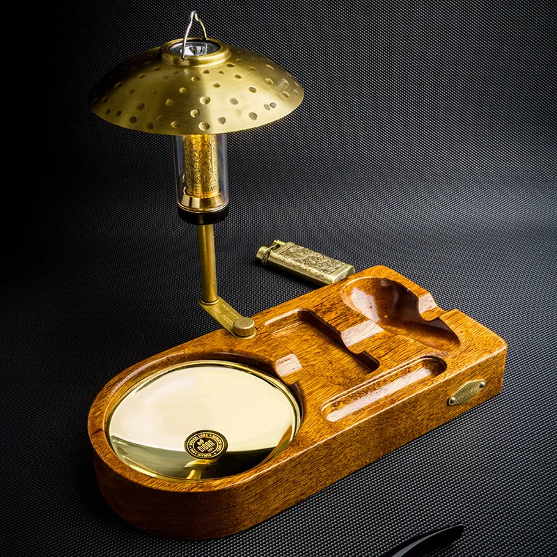pipe set outdoor camping with light ornament pineapple plaid waking grass plate pipe holder ashtray