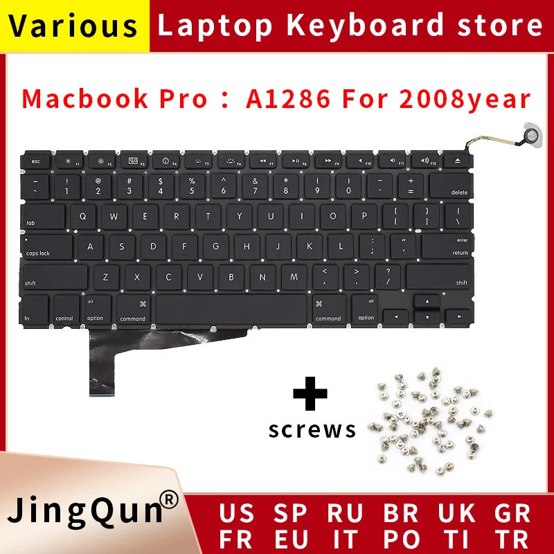 New A1286 For Macbook Pro 15" Replacement Keyboard US UK Russian French Spain Arabic Version 2009 2010 2011 2012 Year