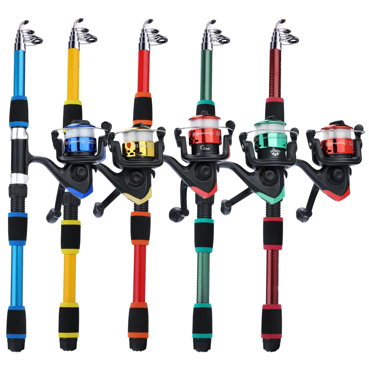 Sougayilang Telescopic Fishing Rod and Reel Combination with Bait Fishing Hook Lightweight and Portable Fishing Rod Reel Set