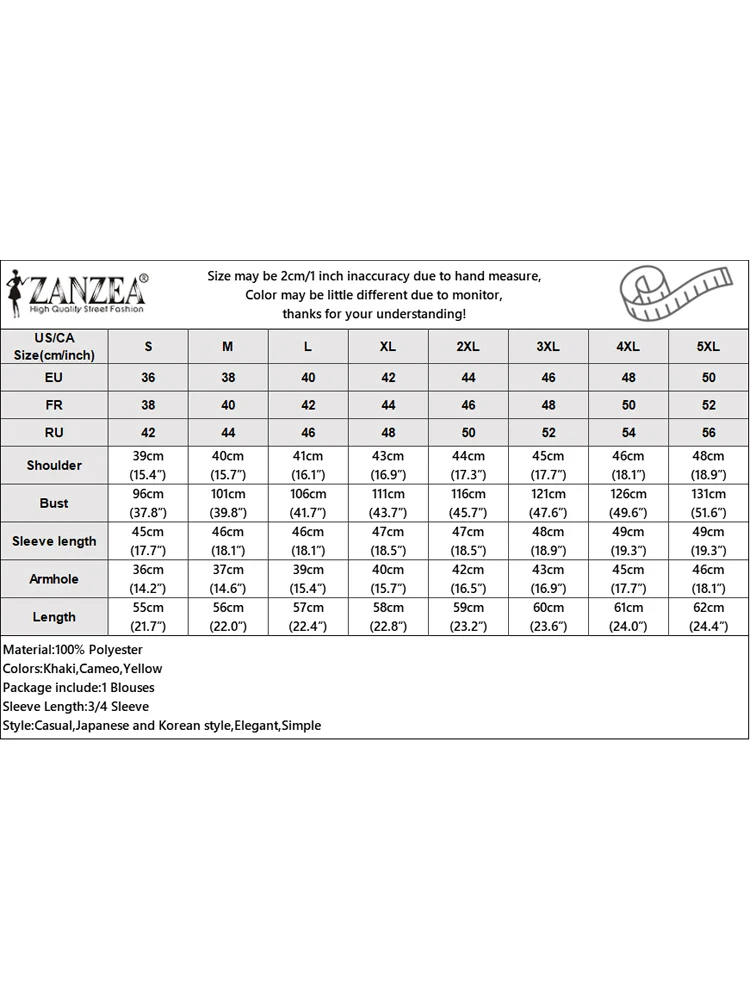 ZANZEA 여성용 단색 주름 블라우스, 루즈한 3/4 슬리브 튜닉, 휴일 여름 짧은 상의, 2024 빈티지 웨이스트 O-넥 블라우스, 패션