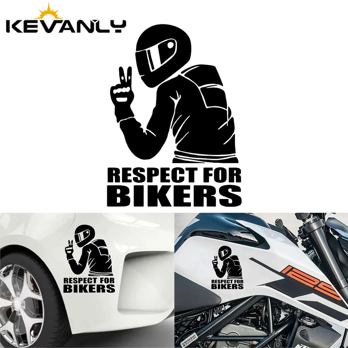 2/4 Pcs RESPECT FOR BIKERS Auto Motorcycle Car Sticker Removable Stickers3D Reflective Stickers Decals Car Decor Accessories