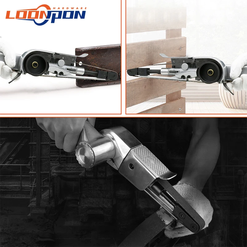 Imagem -05 - Lixadeira Pneumática Ângulo Máquina de Moagem com Lixamento Cinto para Compressor de ar Lixando Ferramenta Pneumática 10x330 mm ar