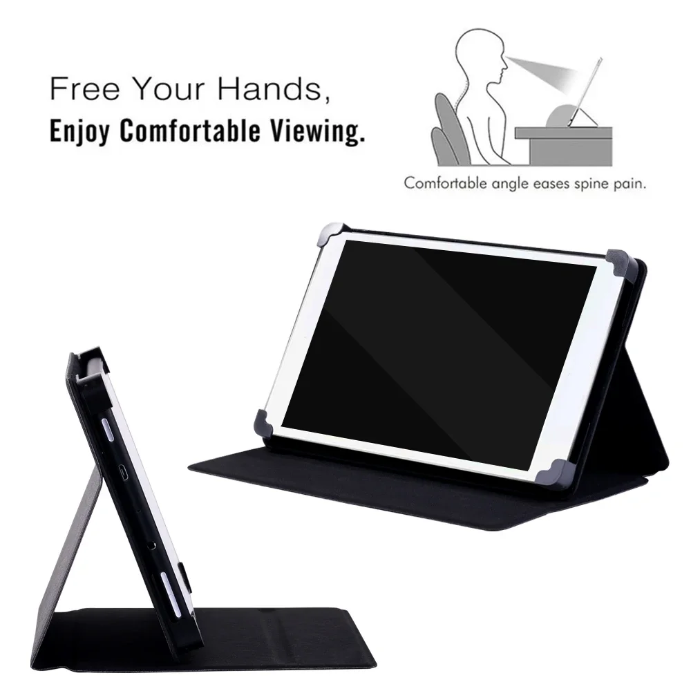 Tablet Case for Xiaomi Mi Pad 2/Mi Pad 3/Mi Pad 4/Mi Pad 4 Plus Tablet Pu Leather Adjustable Folding Stand Black Cover