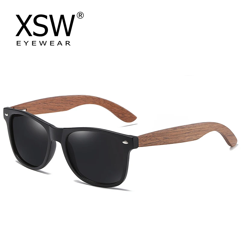 

XSW Brand men's and women's suit retro classic black walnut polarized sunglasses wooden Sports sunglasses Black 7061HH