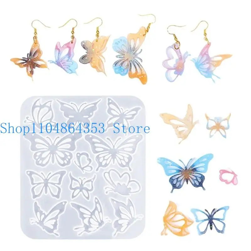 

652F Ear Rings Mould Eye Catching Butterfly Shaped Earrings Mold Customized Ear Pendant Silicone Molds for Craft Enthusiasts