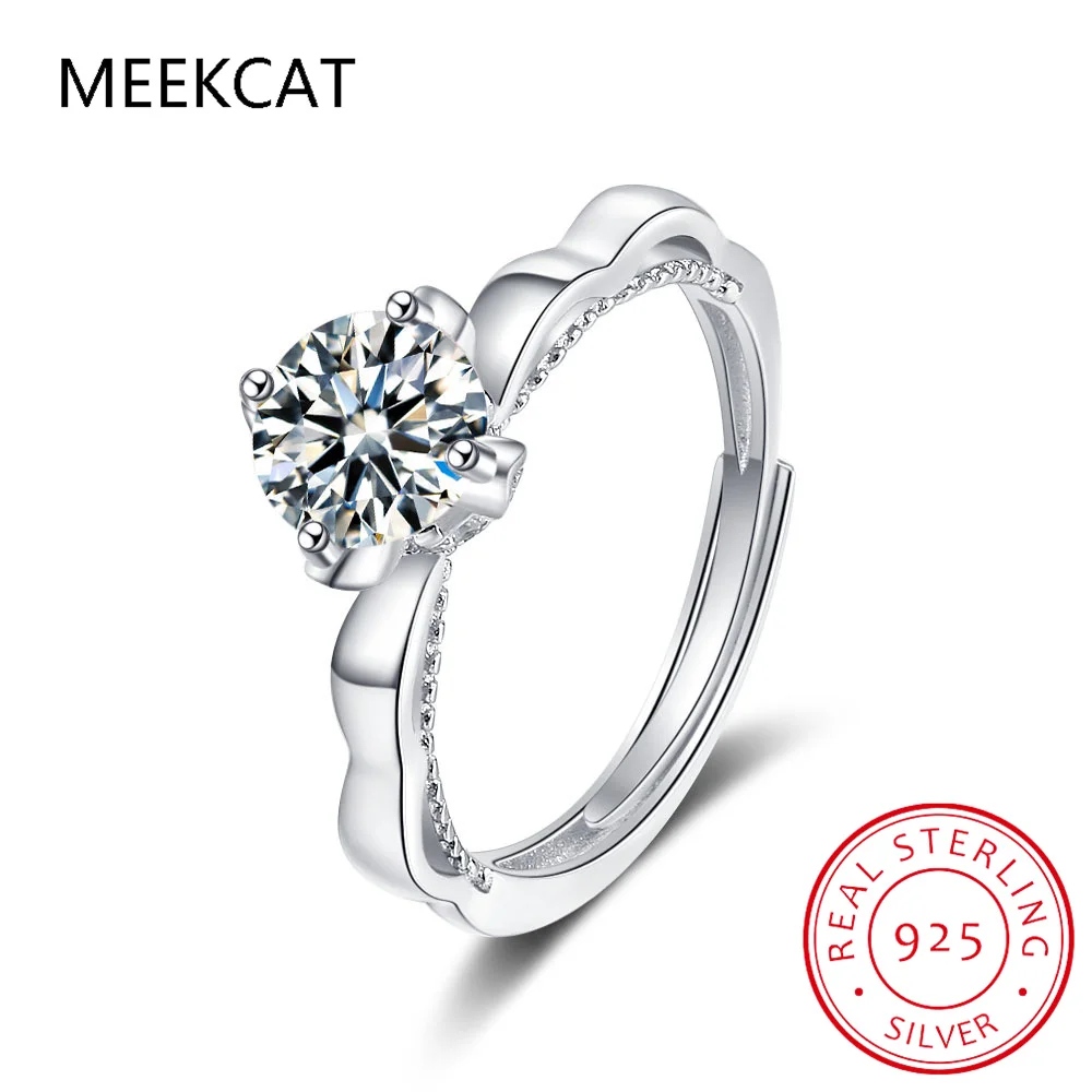 Exquisite D Color Round Moissanite Finger Rings 925 Sterling Silver Classic Twinkling Wedding Jewelry For Women Gifts