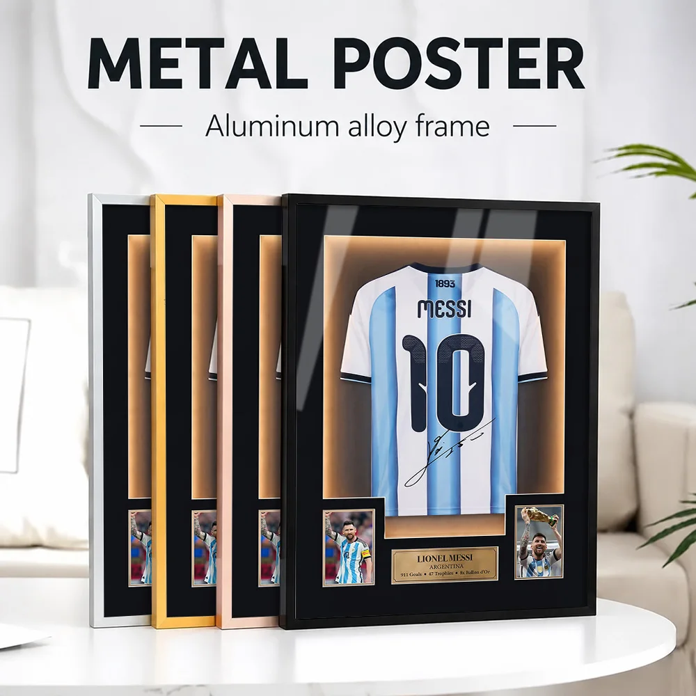 Argentina Legend Jersey Framed Metal Print Customized Photo Bold Stadium Style Wall Art For Bedroom And Office Sports Fan Gift