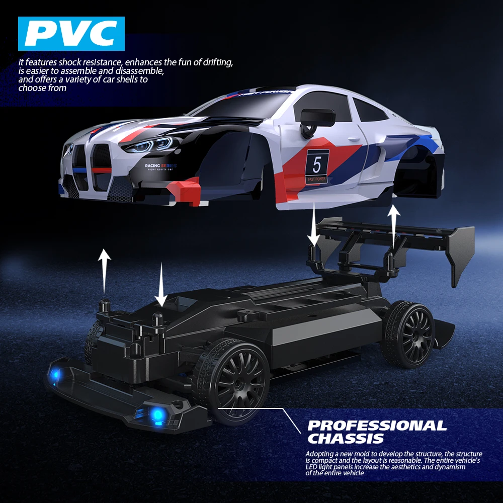 RC remote control drift car, 1:24 ratio high-speed remote control car, drift tires, obstacle bucket, outdoor racing sports