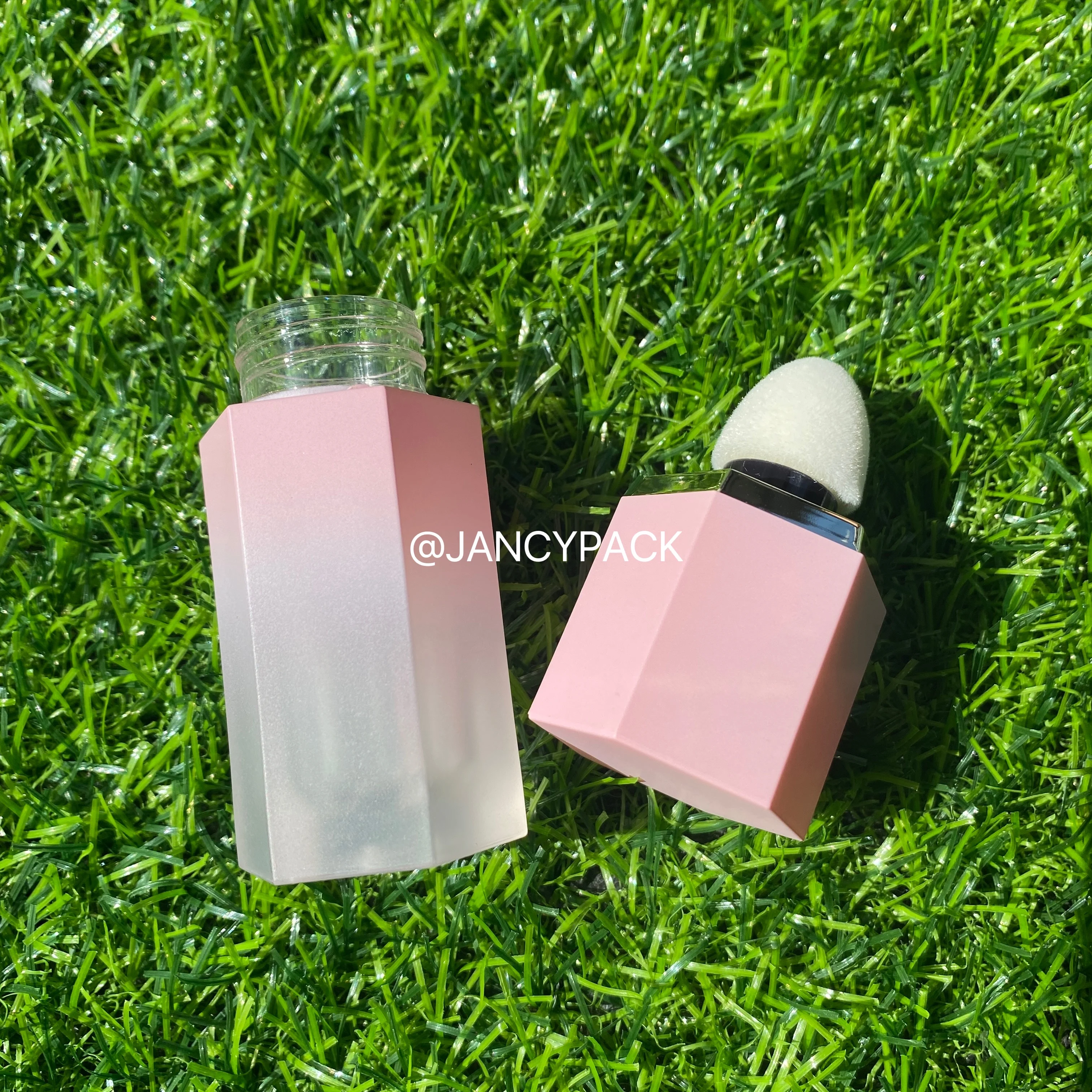 7ml Pink empty Blush Contouring Shadow Blusher Powder Cheek Tint Cosmetics container bottle with soft sponge