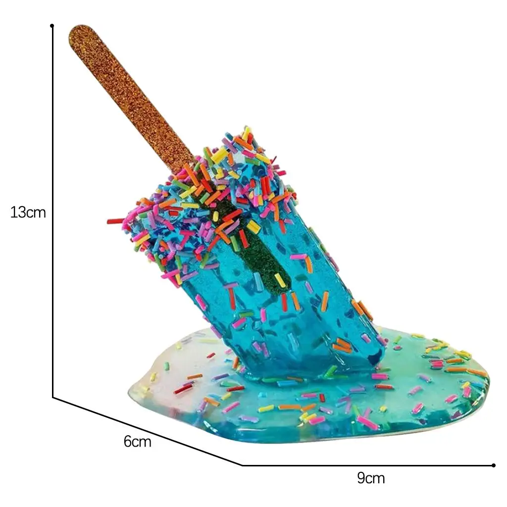 Creative Melting Popsicle Sculpture Summer Melting Ice Cream Ornaments Decorative Statues for Desktop Shop Garden Decor - view 4