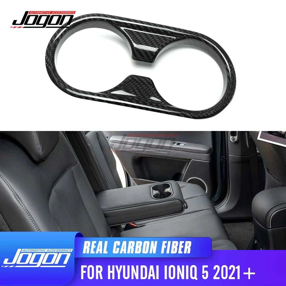 Carbon Fiber Car Interior Rear Seat Water Cup Holder Panel Cover Trim Moulding For Hyundai Ioniq 5 NE 5 N SE 2022 2023 2024 2025