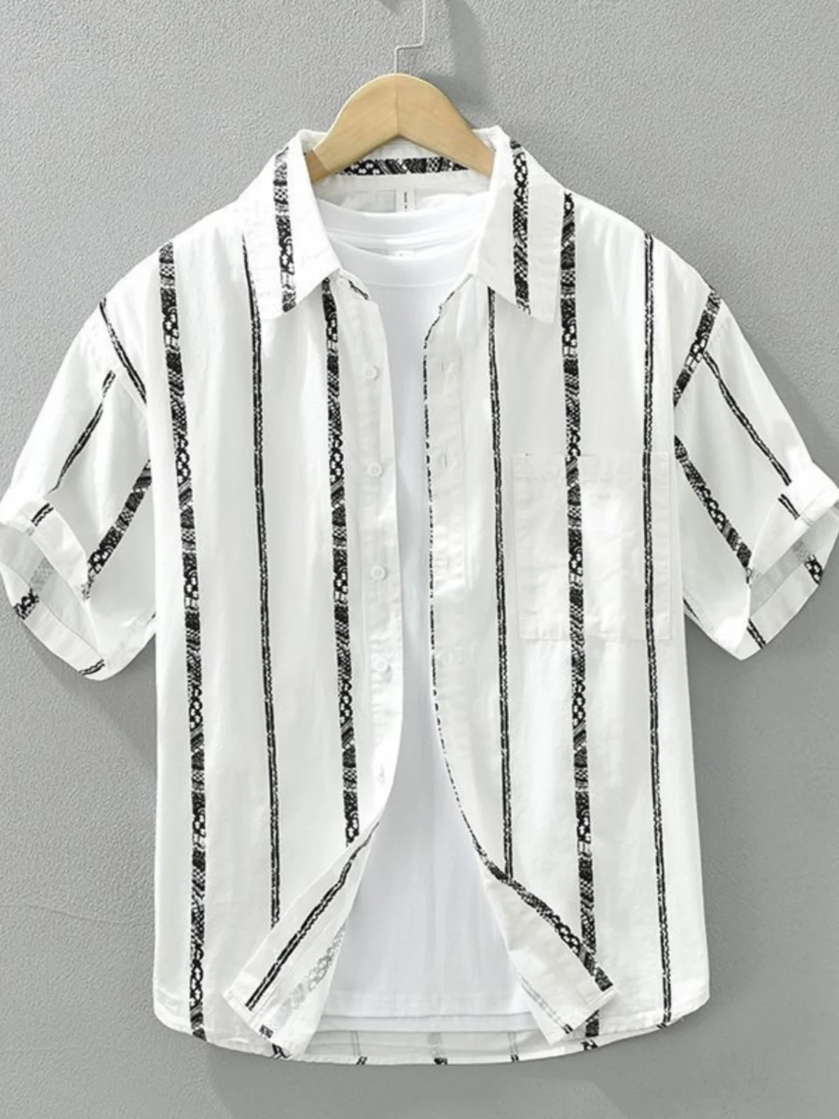japanese-style-striped-short-sleeve-men's-casual-shirt-summer-fashion-loose-pocket-square-trendy-artistic-top