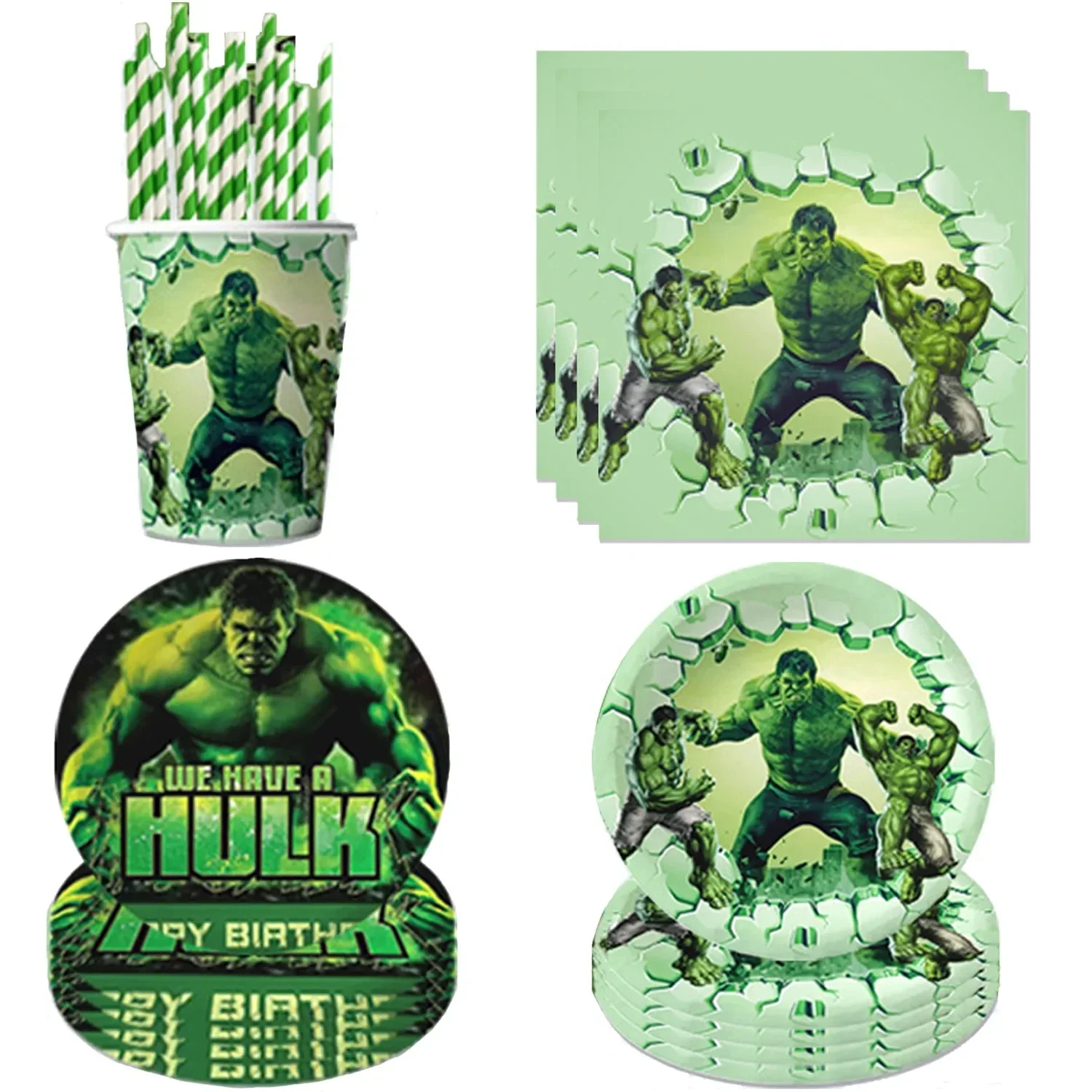 

Avengers Hulk Theme Birthday Superhero Disposable Cup Plate Napkin Balloon Boy Girl Children Birthday Baby Shower Decor Supplies