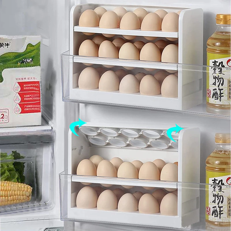 Egg Storage Holder Refrigerator Egg Stand Shelf Fresh Storage Box Kitchen Eggs Display Rack Eggs Container Fridge Organizer