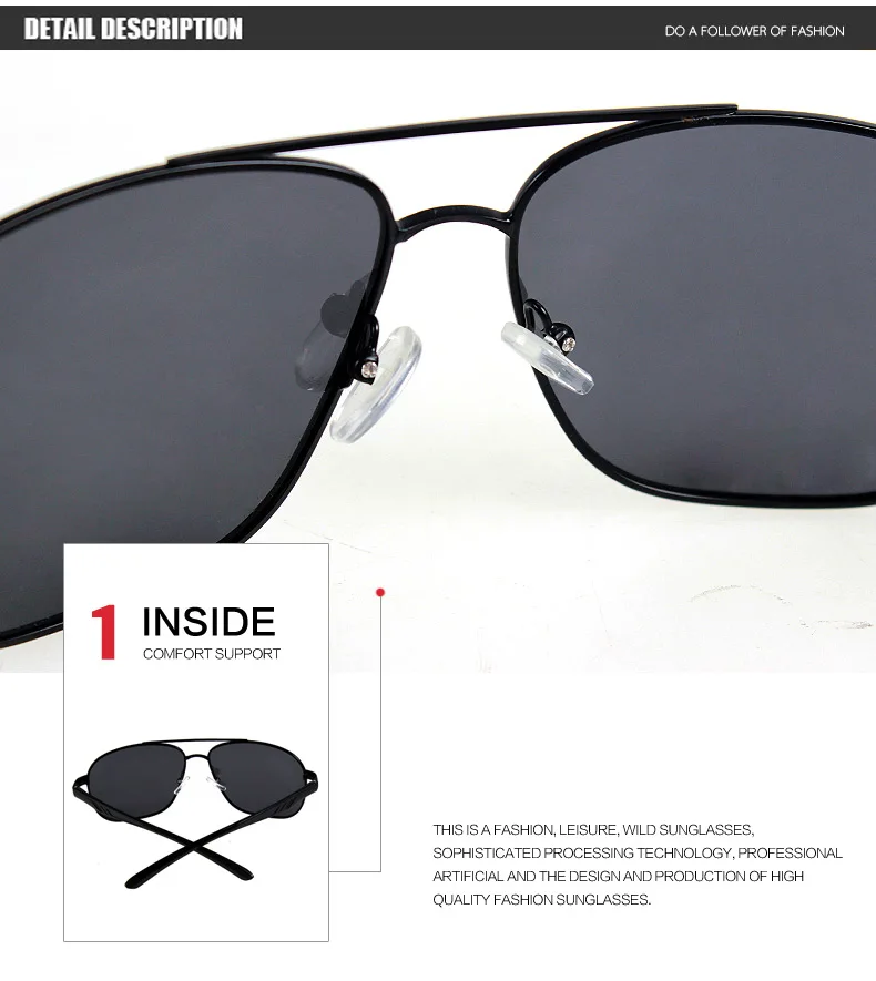 Neue Modische Sonnenbrille für Herren Polarisiert Luxus-Designermarke für Damen Vintage Schwarze Pilotenbrille UV400-Schutz – Detail 17