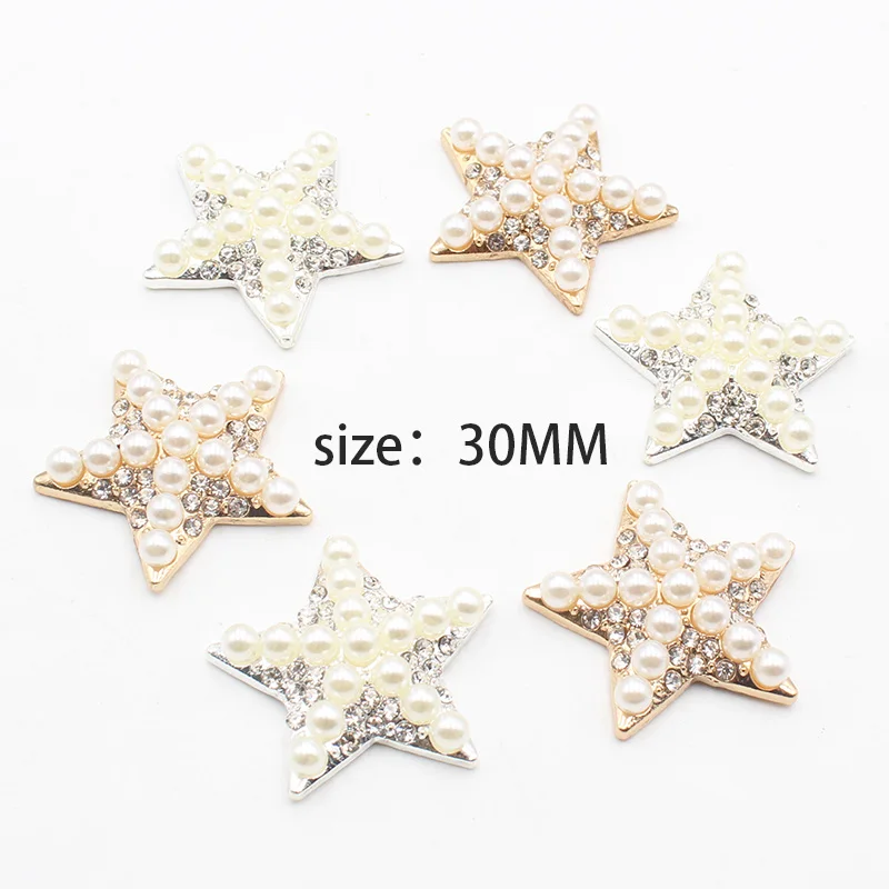 5pcs30mm Starfish Diamond Pearl Alloy Button DIY Clothing Handicraft Decoration Accessories