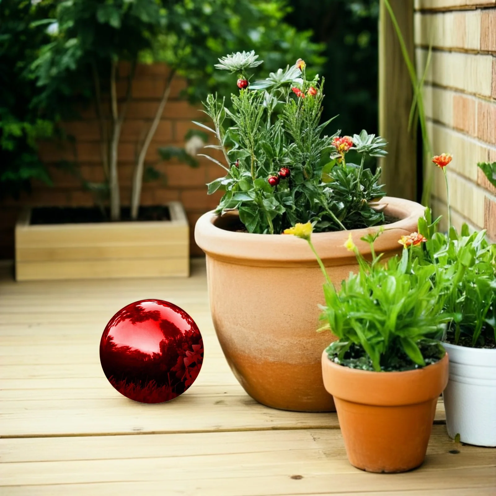 

Stainless Steel Reflective Gazing 150mm Gem Red Polished Mirror Sphere Outdoor Garden Decor Globe Centerpiece for Yard