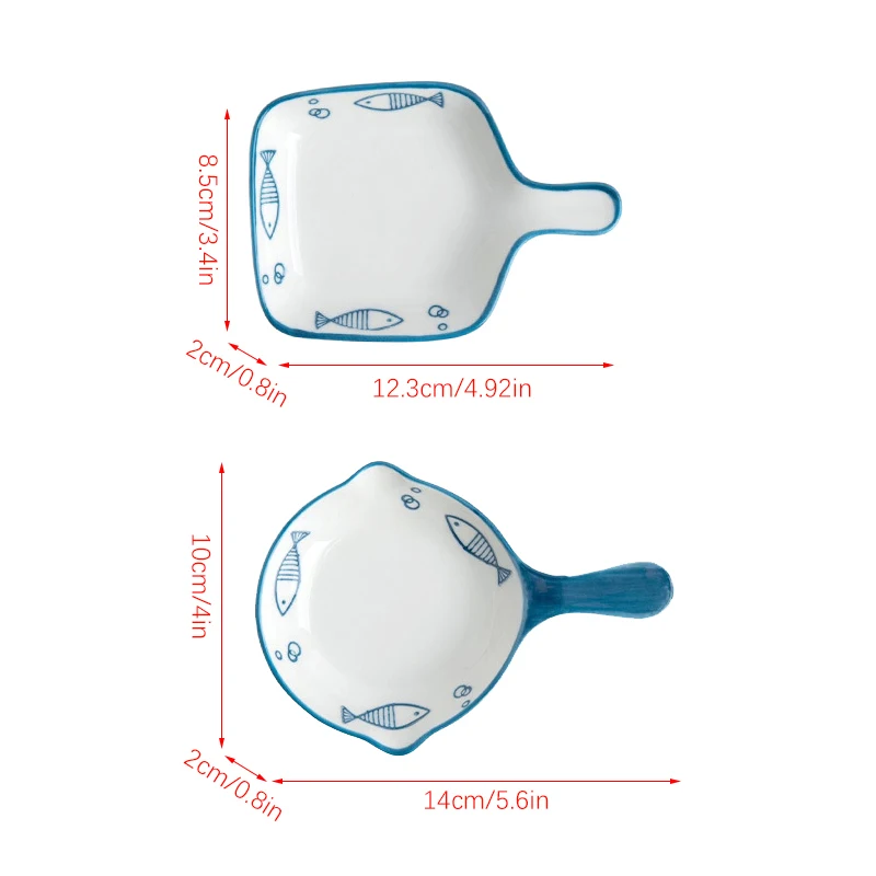 Breakfast Dessert Plate Baking Plate Milk Cup Nordic Style Creative Ceramic Handle Plate Microwave Oven Underglaze Color Plates