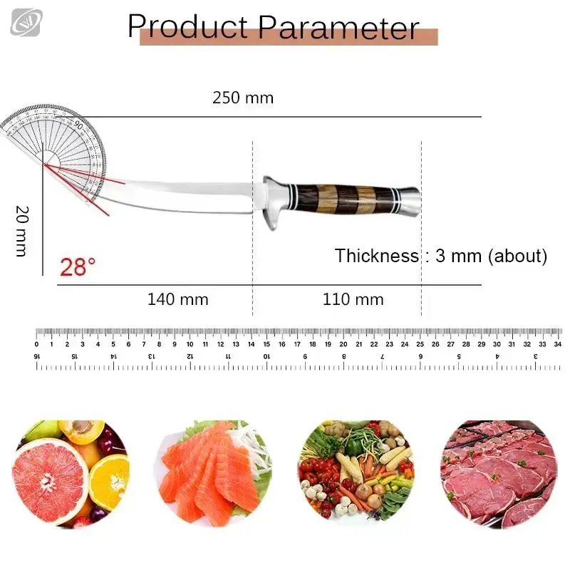 Stainless Steel Bone Meat Cleaver Chef Butcher Boning Knife Hand Forged Kitchen Fillet Knife Fruit Vrounded handle Cooking Tools