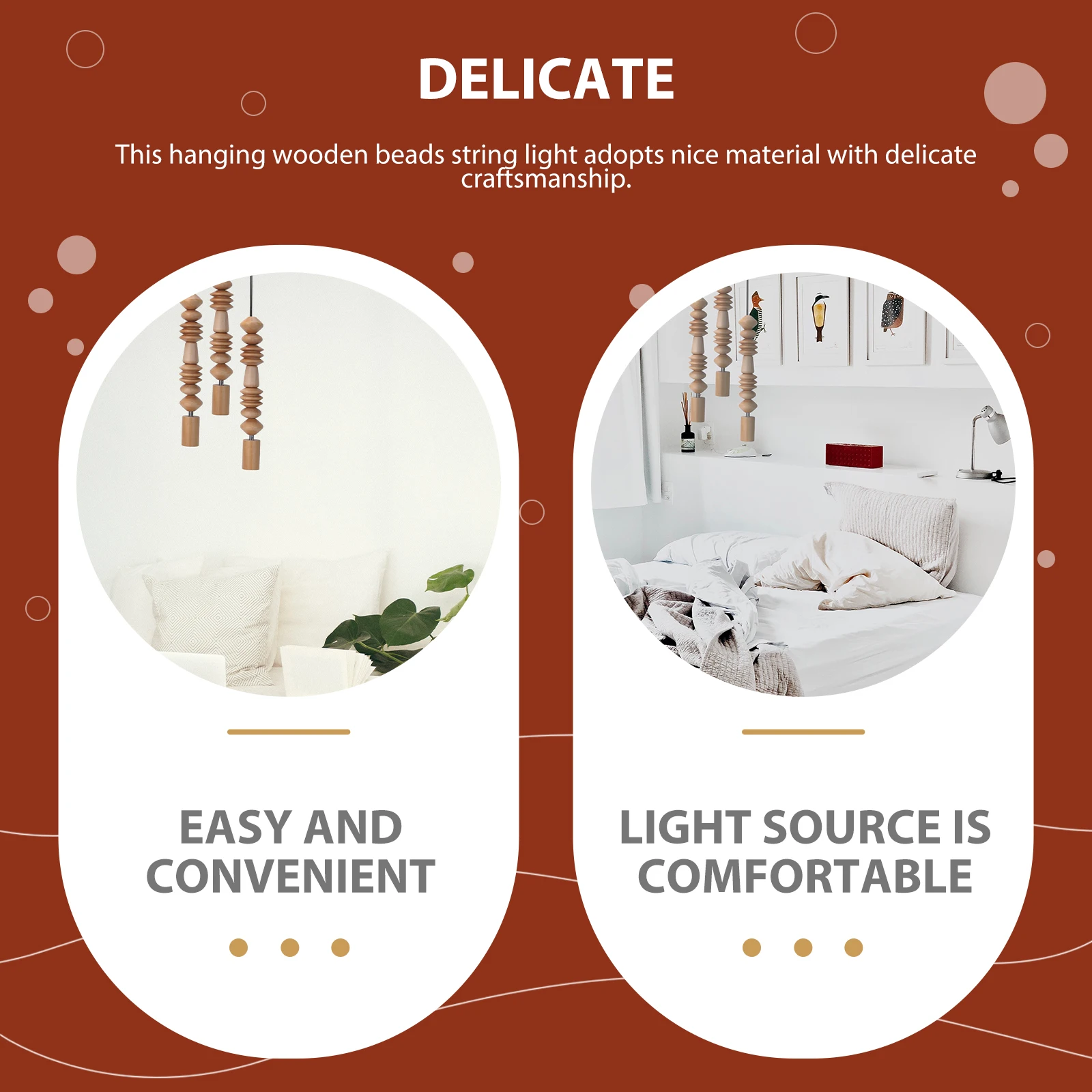 

DIY Bead String Light Wooden Pendant Lamp Vintage Style Ch Kitchen Living Room Loft Decor Ceiling Night Light