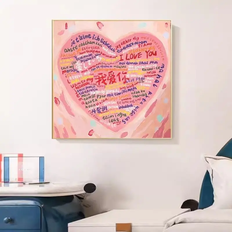 

Simple Handmade Love Is Forever Cross Stitch Kit for Couples Living Room Bedroom Decor Modern Minimalist Scene Pattern