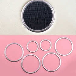 6pcs Silver Interior Door Speaker Ring Cover Trim Fit For BMW X5 E70 2007 2008 2009 2010-2013 X6 E71 2008 2009 2010 2011-2014