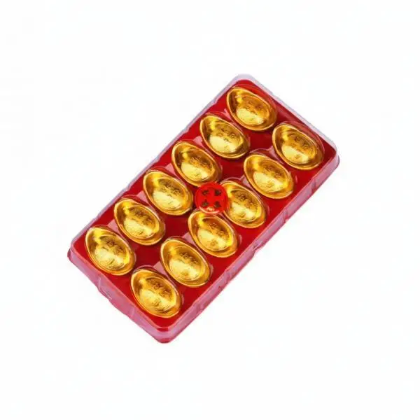 Gold Ingot Charm Set for Holiday Table Decor Chinese New Year Prosperity Symbol Small Plastic Coin Pendant