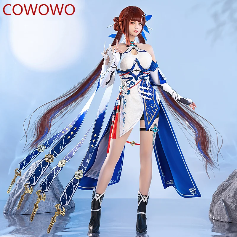 

COWOWO Anime Honkai Impact 3rd Li SuShang setelan Game gaun elegan kostum Cosplay pakaian pesta karnaval Halloween wanita