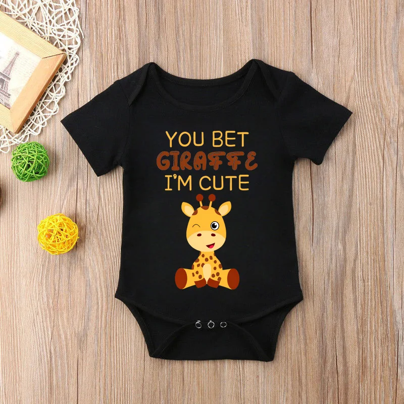 New Cute Girafa Printed Baby Onesie Newborn Short Sleeve Baby Boys Jumpsuit Casual O-neck Toddler Girls Romper Bodysuit