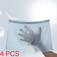 4 Pcs/Lot Summer Men Panties Underpants Ice Silk Seamless Underwear Sexy Lingerie Shorts Ultra-thin Breathable Boxers Briefs