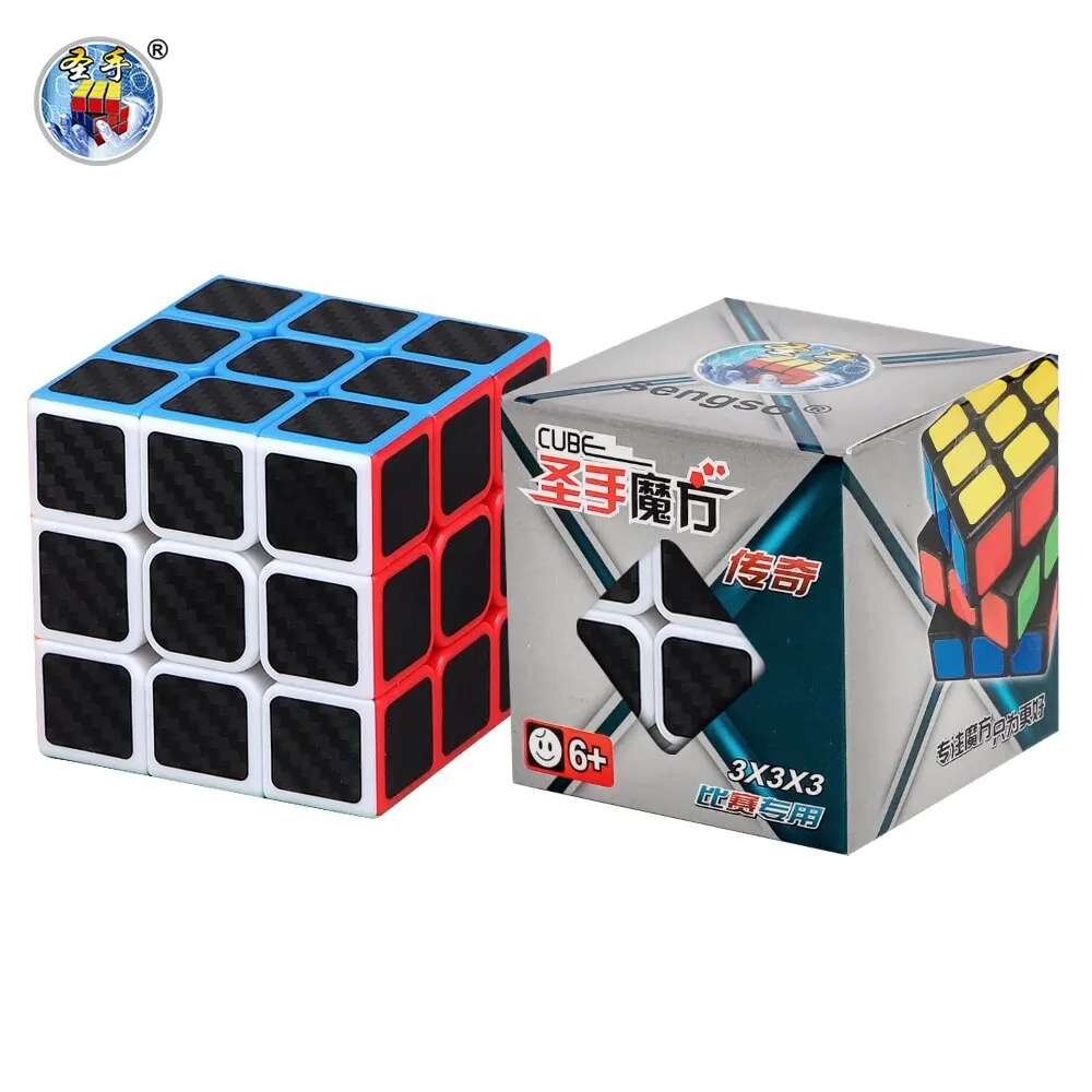 SENGSO Speed Cube 3x3 Carbon Fiber Sticker Magic Cube Profession Puzzle High Quality Kid's Fidget Toys