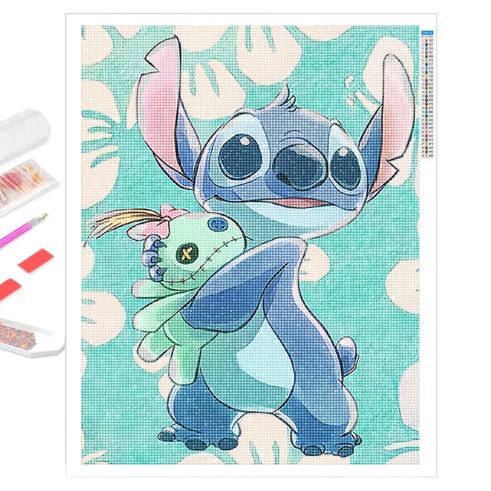 DIY Diamond Painting Lilo and Stitch Diamond Embroidery 5D Full Drill Cartoon Mosaic Picture Home Decor Disney Children\'s Gifts