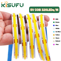 5V COB LED Strip 320LED Spotless Uniform Bright Flexible Tape with 2pin/DC/USB Plug Blue/Red/Pink/Green Adhesive Linear Lighting