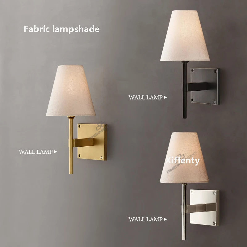 Copper Fabric Wall Lamp Bedroom Bedside Living Room TV Background Wall Lamp Simple Staircase Aisle Lamp