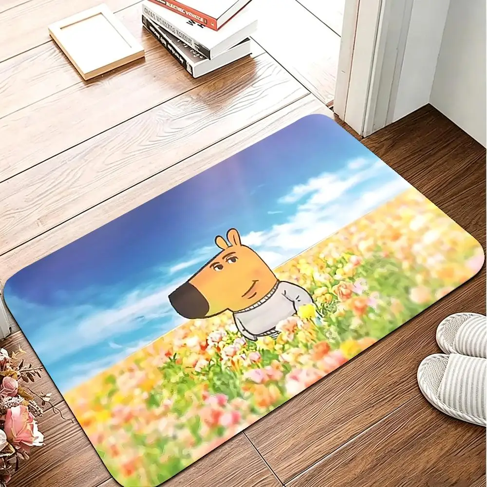 Funny Chill Guy Floor Mat Flannel Rug Soft Non Slip Washable Door Mat For Bathroom Bedroom Kitchen Home Decor