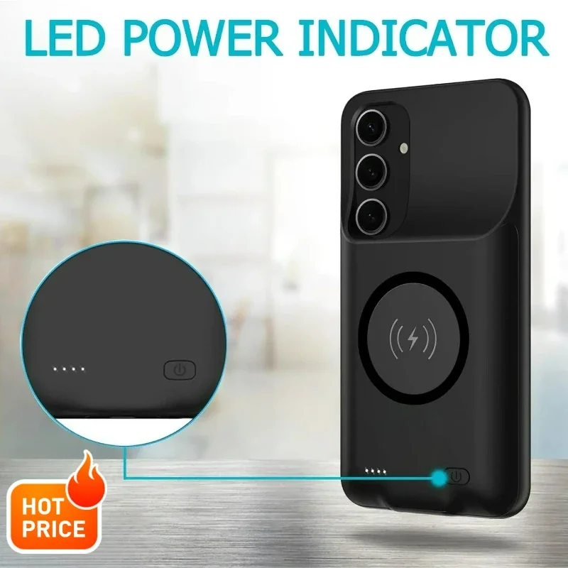 

For Samsung Galaxy A34 Portable Protective Smart Wireless Charging Cover Rechargeable Extended Battery Charger Case